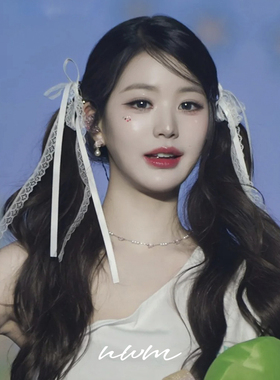 张元英同款白色蕾丝蝴蝶结飘带发夹甜美双马尾发卡侧边夹头饰发饰