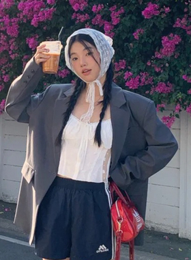 法式飘带蕾丝三角头巾防晒丝巾女田园风白色屁帘系腰头饰复古包头