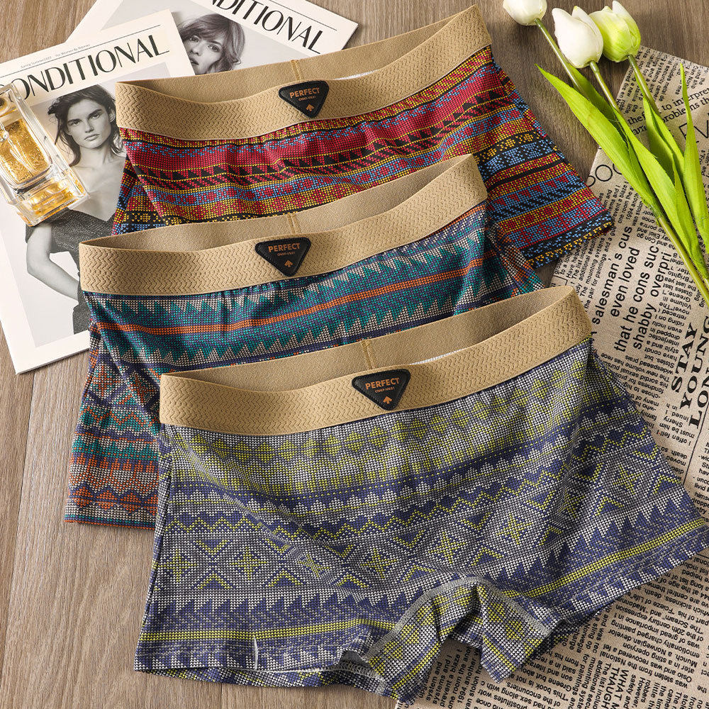 个性复古潮流女士内裤潮流菱格印花纯棉柔软舒适平角裤透气女内裤,女士内衣/男士内衣/家居服,平角裤,淘宝优惠券,粉丝福利购,淘宝优惠卷