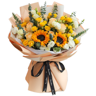 向日葵玫瑰花束生日鲜花速递同城全国配送女友北京成都深圳上海店