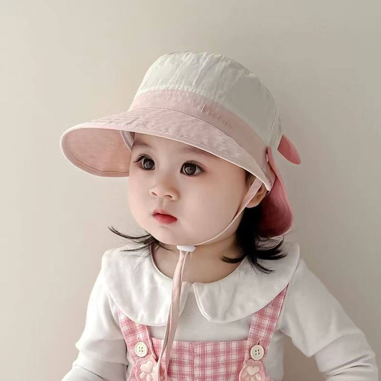 儿童户外防晒帽婴儿帽夏季遮阳帽渔夫帽男童大檐帽可拆披肩气速干