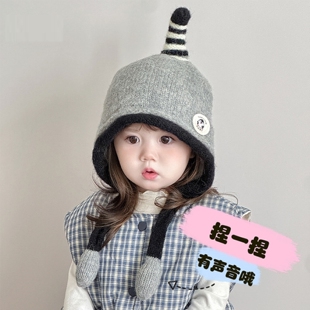 儿童毛线帽女孩秋冬季可爱企鹅捏捏叫保暖护耳帽宝宝针织套头帽子