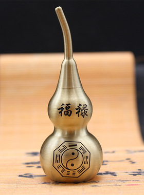 铜葫芦镇宅摆件黄铜件开口空心五帝钱铜葫芦中国结铜钱客厅挂饰
