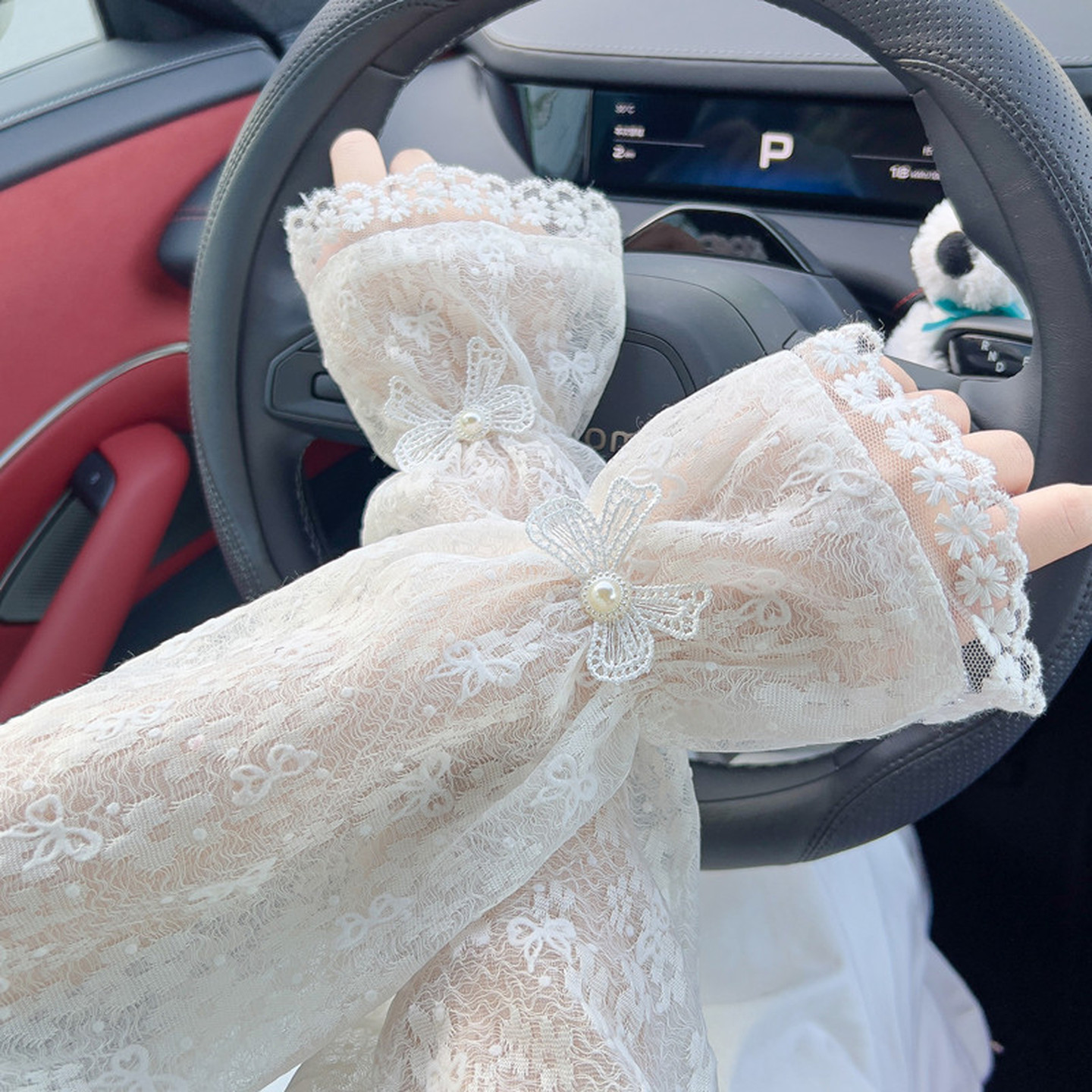 女士防晒袖套可爱少女夏日冰袖清新减龄蕾丝袖套配裙子精致护袖女