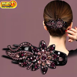 中老年人发夹韩国高端抓夹优雅后脑勺女复古镶钻高级感发量多盘发