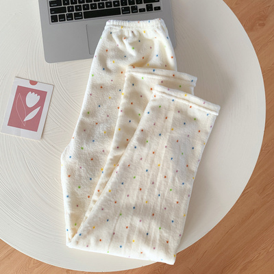 睡裤珊瑚绒可外穿女长裤秋冬季法兰毛茸茸暖暖裤休闲家居遛弯裤子