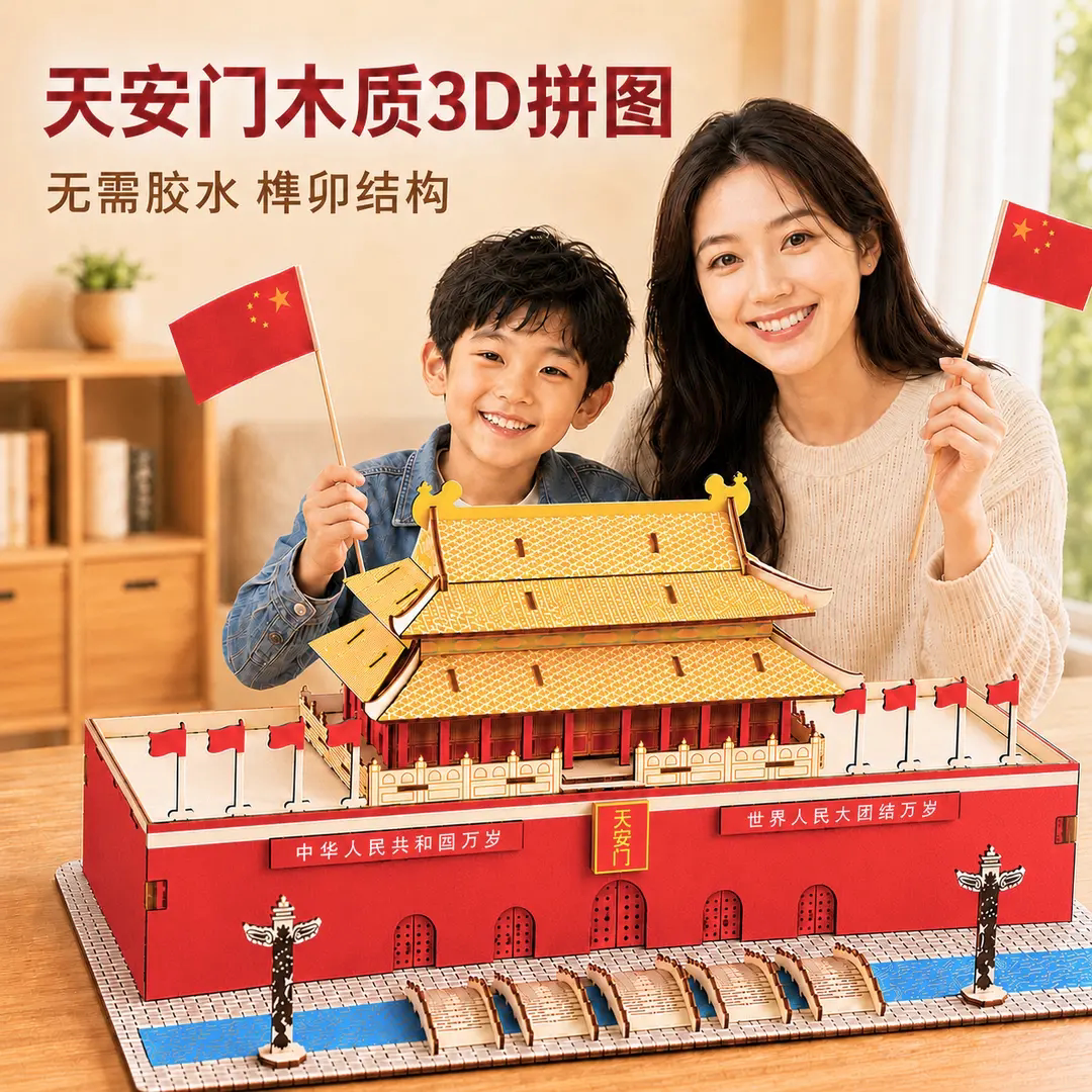 国庆天安门爱国儿童DIY拼图
