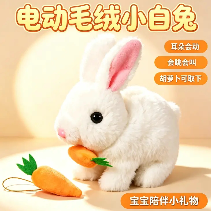 电动仿真超软会走兔子毛绒玩具