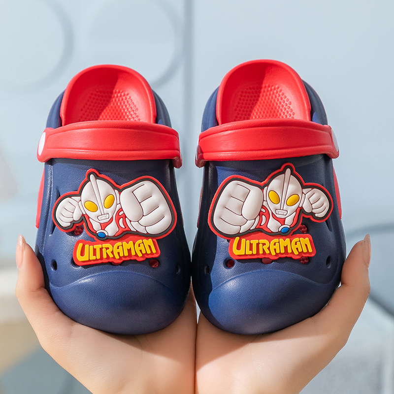 正版奥特曼儿童拖鞋男童女童夏季卡通防撞家用软底宝宝沙滩洞洞鞋