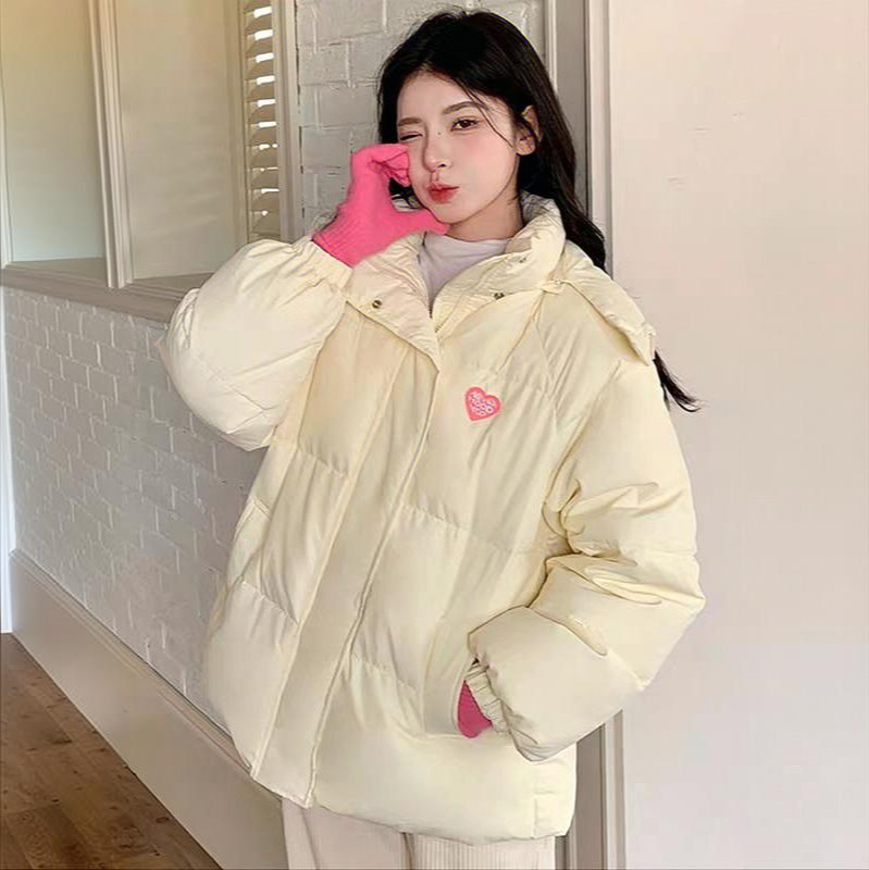 秋冬新款小个子穿搭加厚面包羽绒服短棉衣女宽松韩系甜美可爱外套