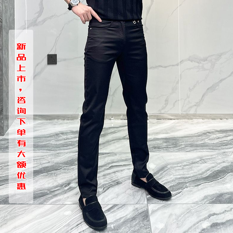 休闲裤男秋冬季修身男裤2025新款显瘦韩版商务黑色束脚西裤小脚裤