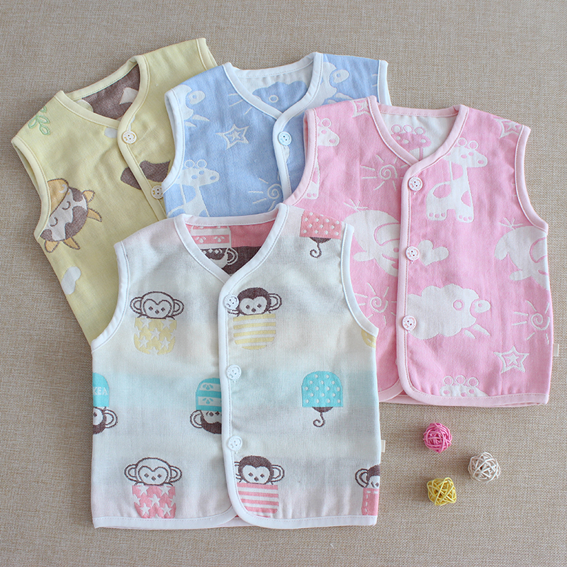 儿童新生儿纯棉纱布马甲坎肩背心