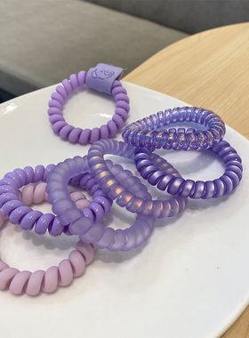 简约磨砂加粗紫色电话线发圈果冻色无痕不伤发发绳扎头发皮筋女