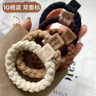 2026年新款 小熊毛绒丸子头小肠发圈皮筋女扎发绳高弹耐用头绳发饰