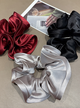 高级感黑色缎面布大肠发圈法式喜庆酒红2025新款绑发头绳女扎马尾
