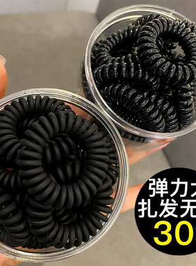 黑色电话线发圈女粗头绳女生夏季扎头发皮筋简约无痕发绳网红头饰