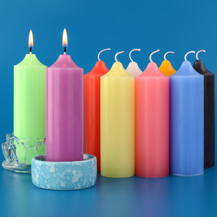 加粗家用无味多彩绿色停电应急照明红蜡烛马卡龙节日活动装 扮紫腊