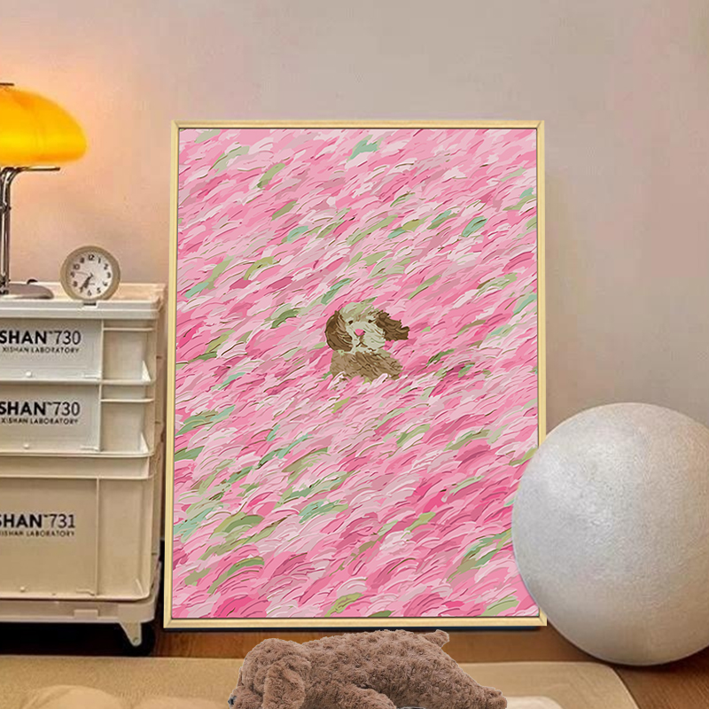 潦草小狗数字油画diy填充填色手工绘艺术感动物丙烯油彩画装饰画图片
