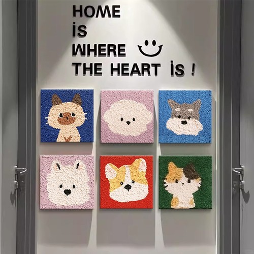 小狗猫咪diy手工石英砂肌理画