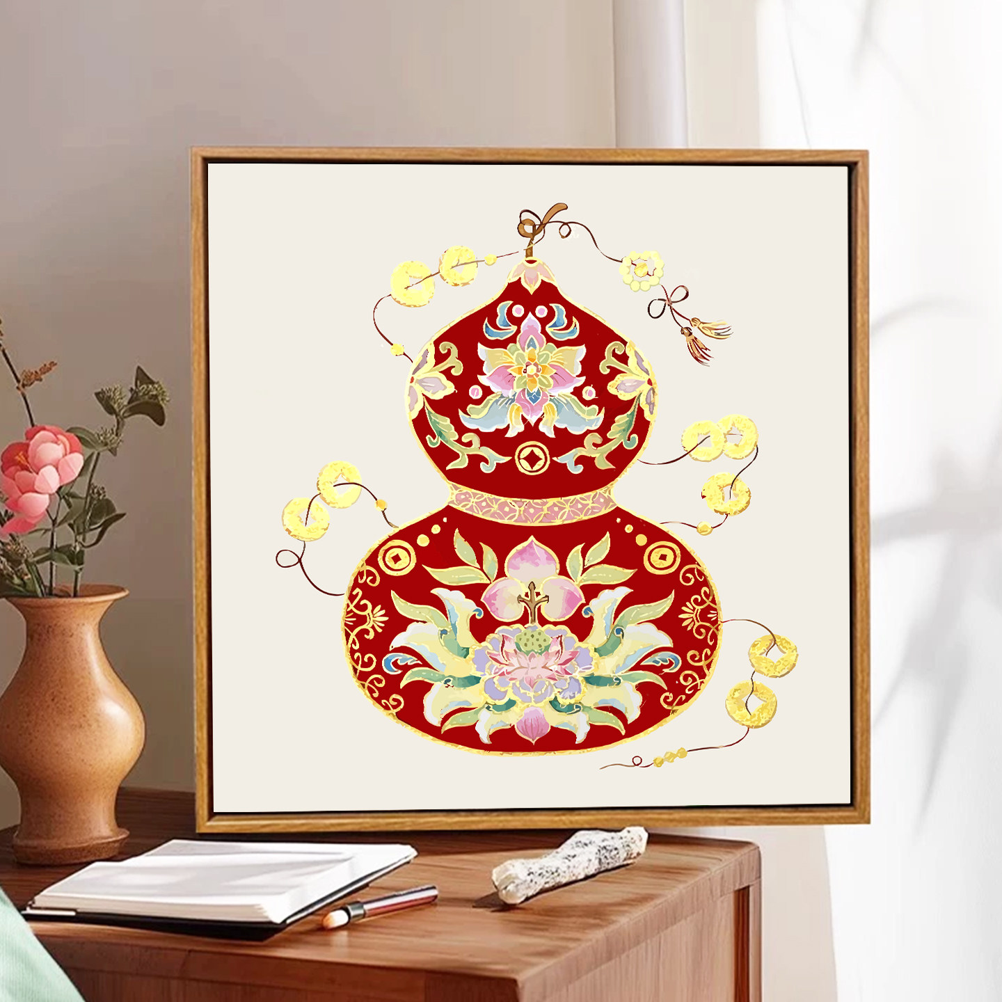 福禄生财数字油画diy填充填色手工绘新中式国画丙烯油彩装饰挂画,家居饰品,DIY/数字油画,淘宝优惠券,粉丝福利购,淘宝优惠卷