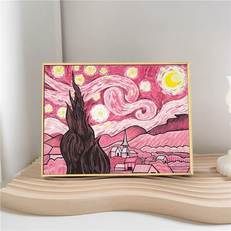 星月夜 梵高抽象数字油画diy填充色手工绘世界名画丙烯油彩装饰画