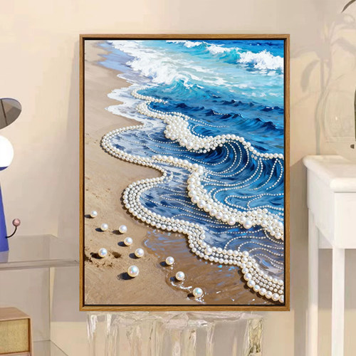 治愈海浪diy珍珠画装饰画挂画