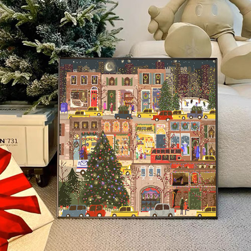 圣诞节街景diy数字油画装饰画