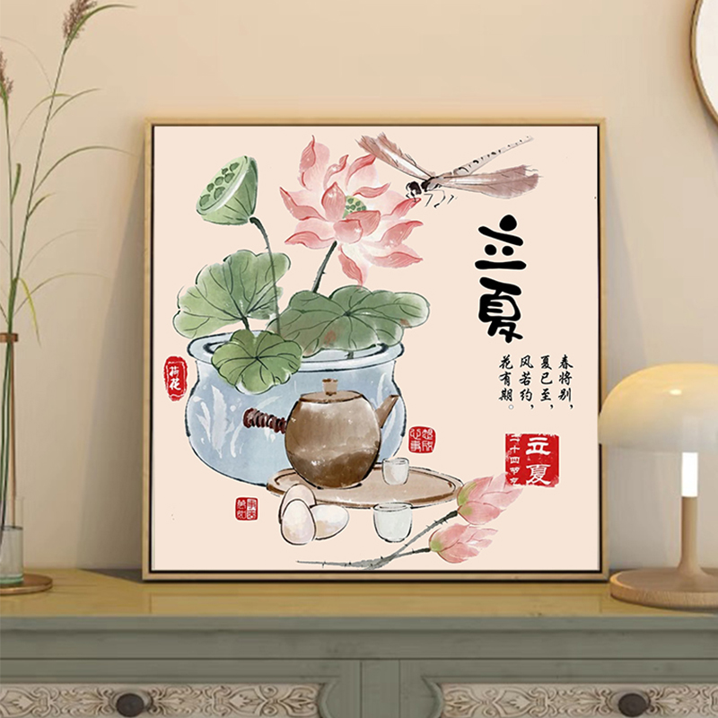 新中式二十四节气数字油画diy填充填色手工国风团建丙烯画装饰画图片
