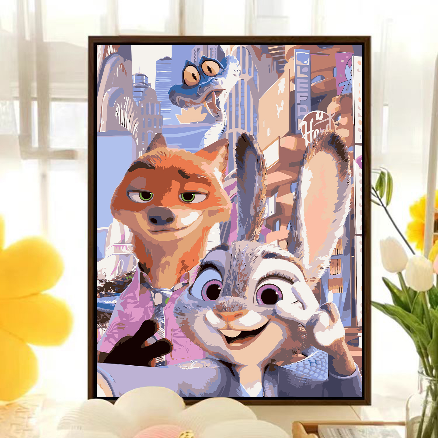 疯狂动物城diy数字油画装饰画