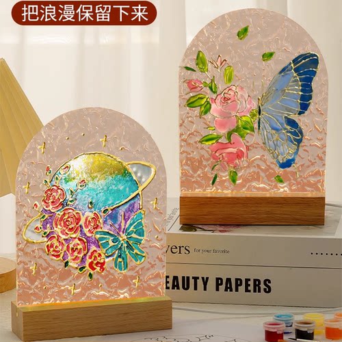 手工diy氛围感小夜灯玻璃画