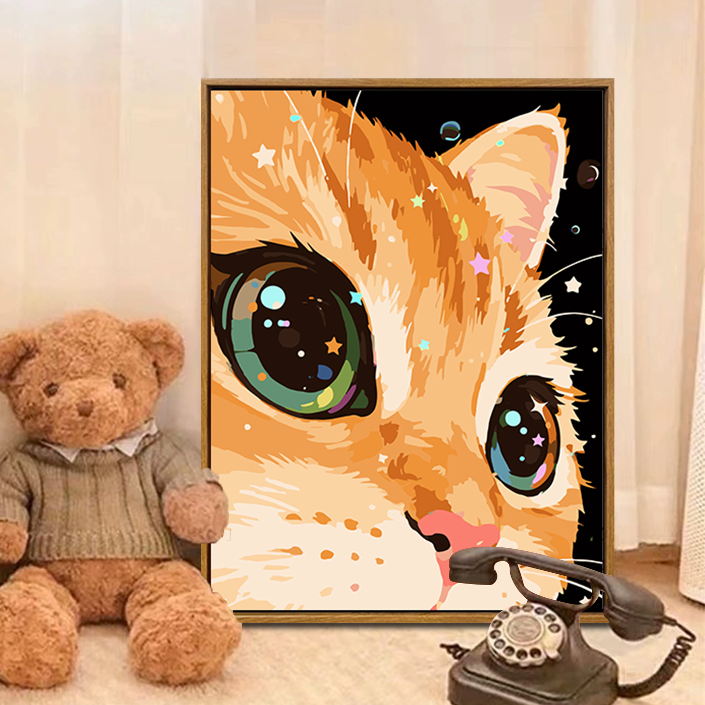 治愈小猫咪diy数字油画装饰画