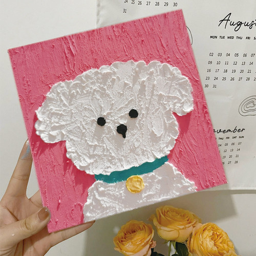 网红狗狗猫咪立体肌理画数字油画