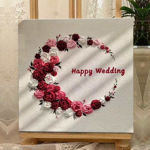 diy手工结婚礼物石英砂肌理画