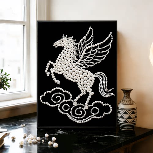 祥云骏马diy珍珠画装饰画挂画