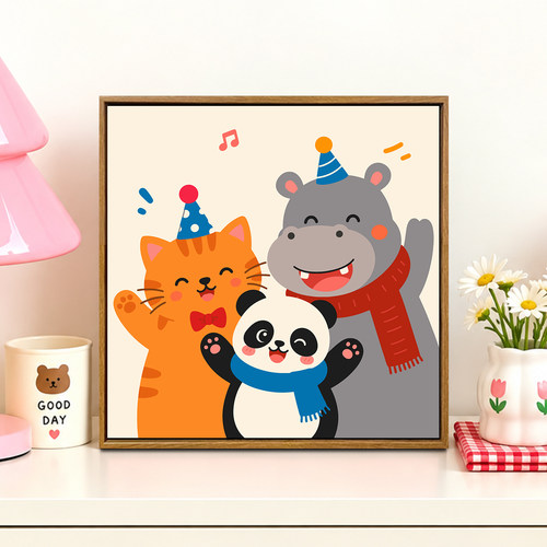 童趣卡通diy数字油画装饰画挂画