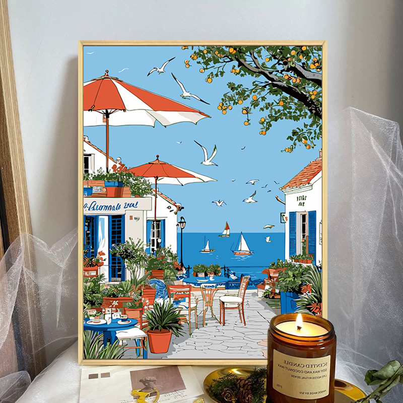 海边风景diy数字油画装饰画