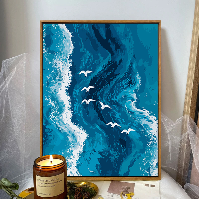 治愈系大海diy数字油画装饰画