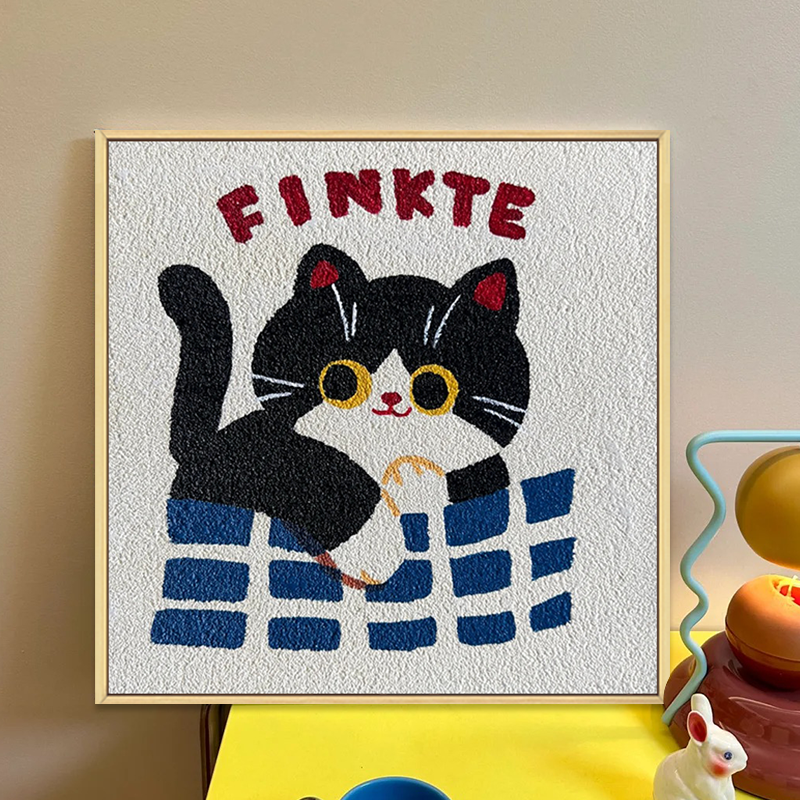 猫咪diy手工石英砂肌理画装饰画