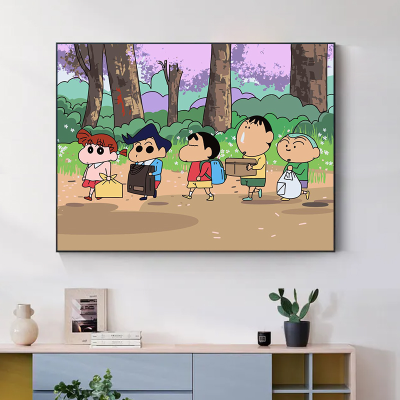 蜡笔小新的朋友卡通动漫油画