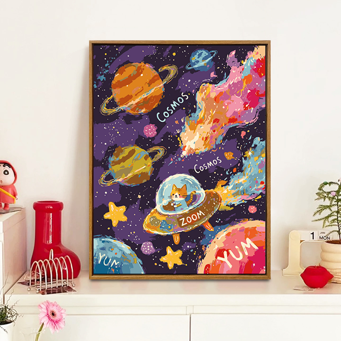 涂鸦星球数字油画diy填充色手工绘绚彩卡通世界丙烯油彩装饰挂画