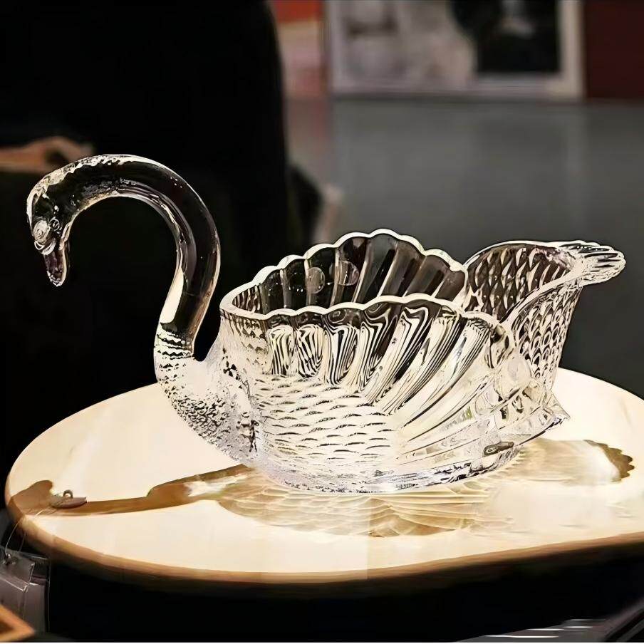 水晶玻璃天鹅果斗篮高颜值水果盘果盆/果盘/果篮