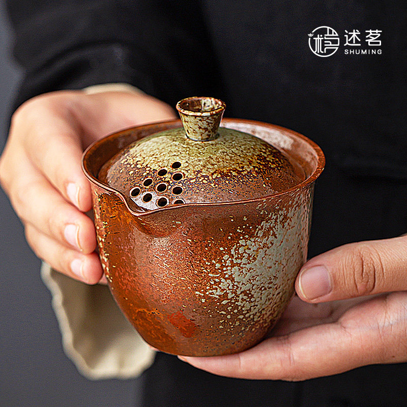 仿柴烧茶壶窑变功夫茶具手抓壶