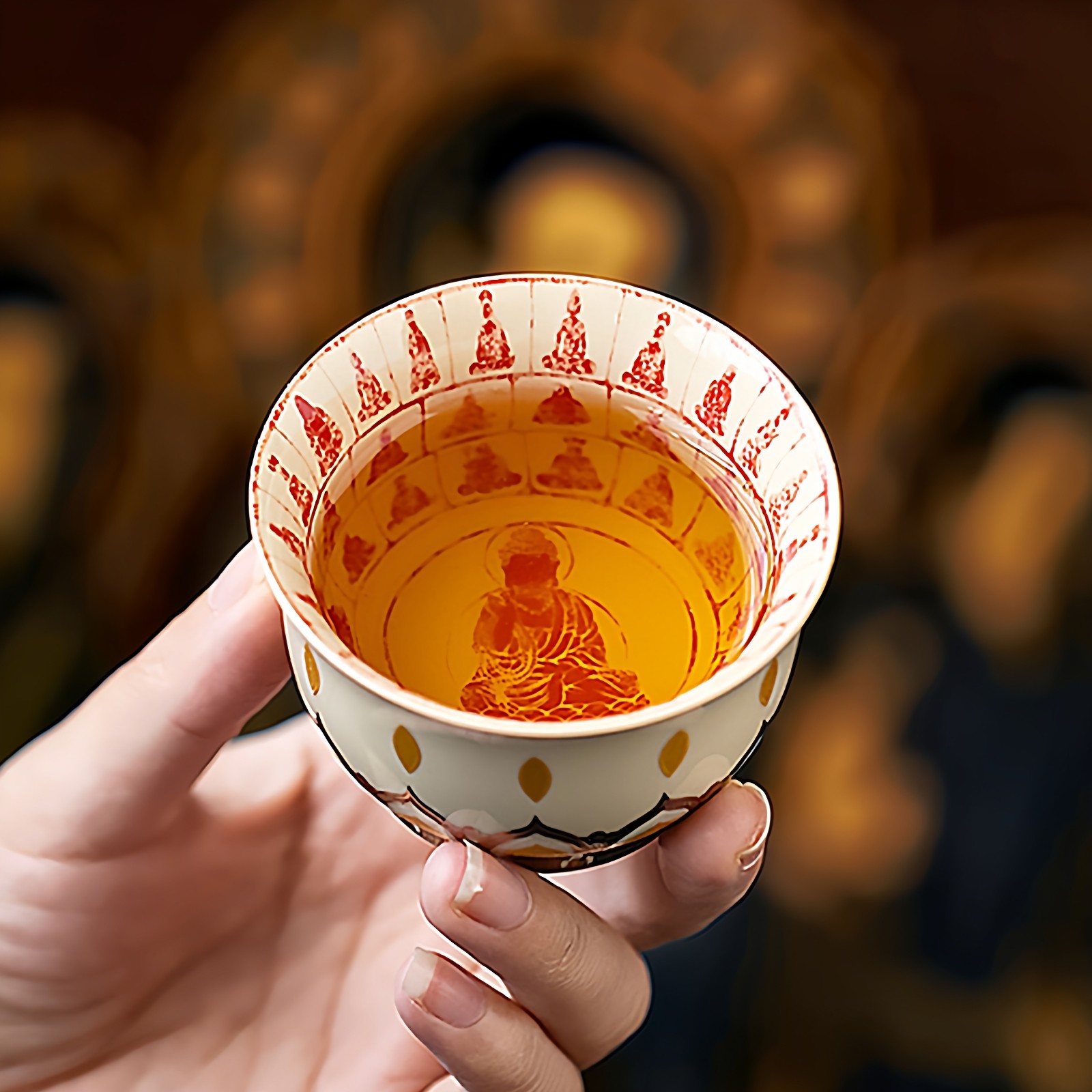 万佛主人杯高档个人专用茶杯陶瓷品茗杯单杯千佛供杯茶盏功夫茶具