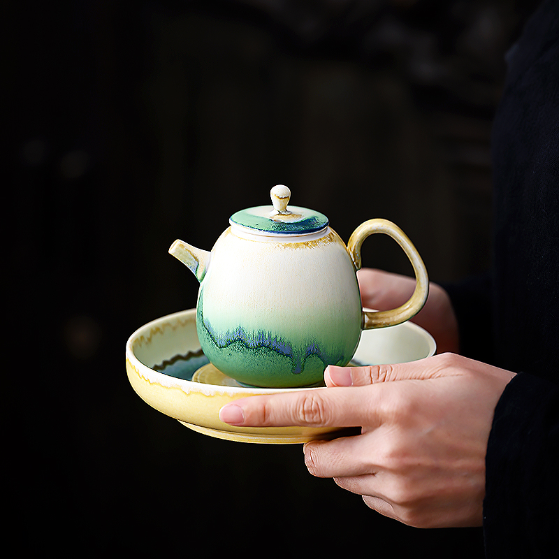 复古水墨只此青绿茶壶一人用功夫茶具单壶茶杯泡茶家用陶瓷泡茶壶