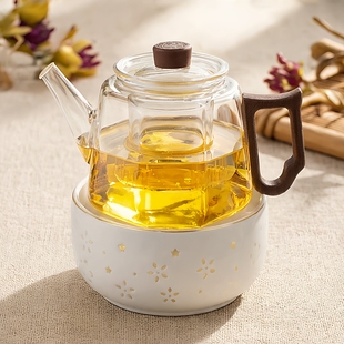 耐热玻璃花茶壶蜡烛加热花草茶具水果养生茶壶套装下午茶蜡烛茶壶
