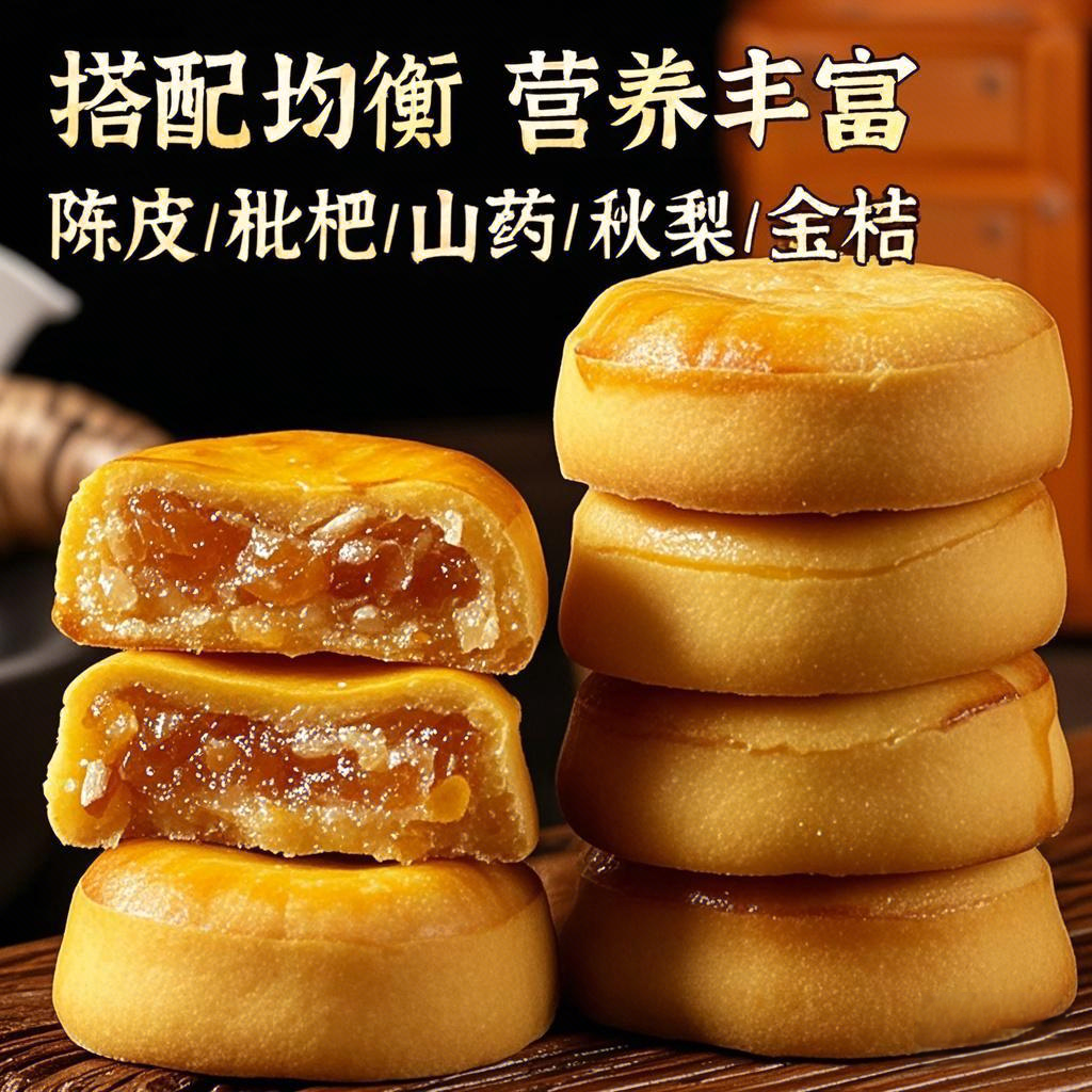 陈皮山药秋梨糕金桔枇杷老婆饼早餐代餐面包营养休闲零食无加蔗糖