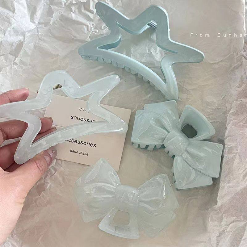 波西米亚冰透蓝蝴蝶结发夹后脑盘发抓夹亚克力星星发卡鲨鱼夹头饰,饰品/流行首饰/时尚饰品新,发饰,淘宝优惠券,粉丝福利购,淘宝优惠卷