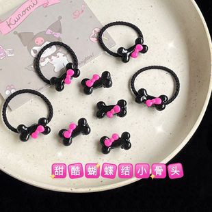 可爱迷你骨头发夹发绳~蝴蝶结软萌宝宝韩系少女心发圈儿童发饰