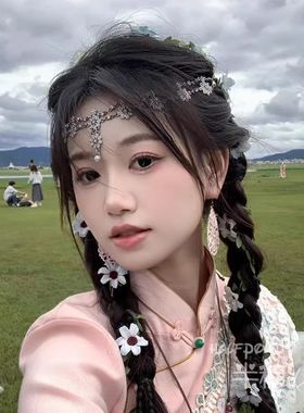 春日花环超仙白色花环头饰森系少女成人仿真花朵藤条编发发箍装饰