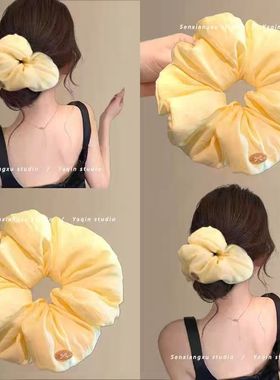 韩系花边超大新款白色大肠发圈高级2025丸子头饰头发头绳发绳